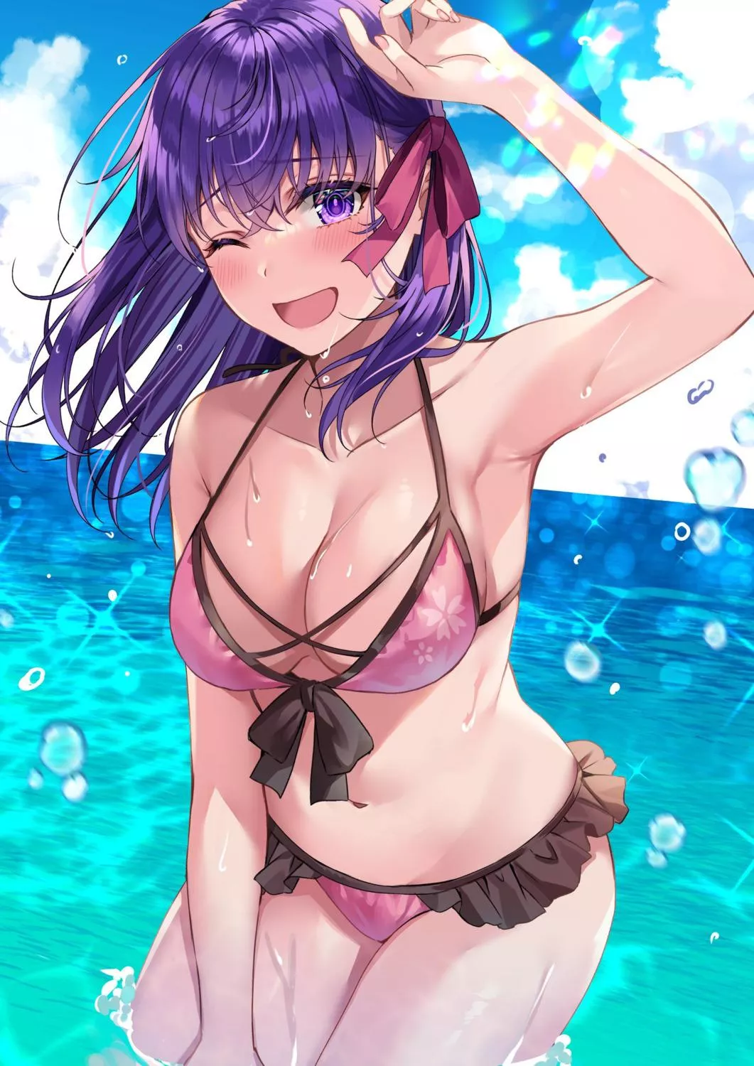 Sweet Sakura Matou In A Swimsuit (Sakura Matou, Fate Series)