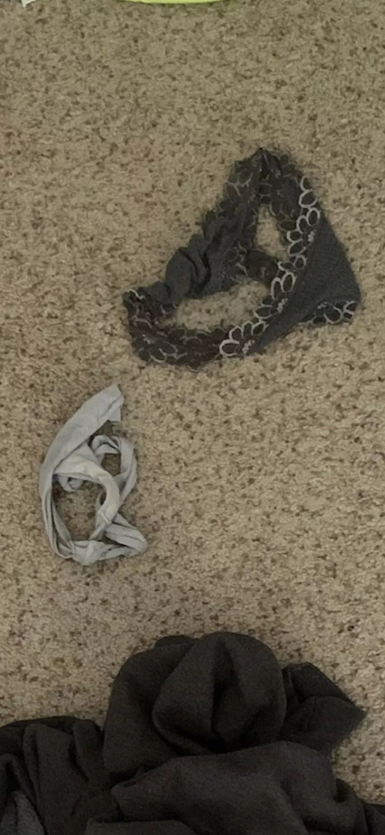 Swim Team is a Cute Little Slob. Gray Panties. Plain and Lacy. And Left as Found on Her Floor.
