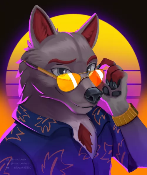 Synthwave awoo! Art by me!