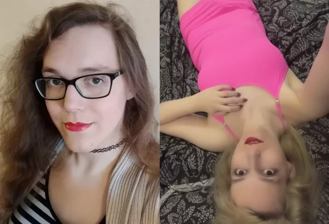 [T] I got my first bimbo-y dress last week! It's not much, but it's a start! 🥰 (Jan 2019 vs Feb 2021)