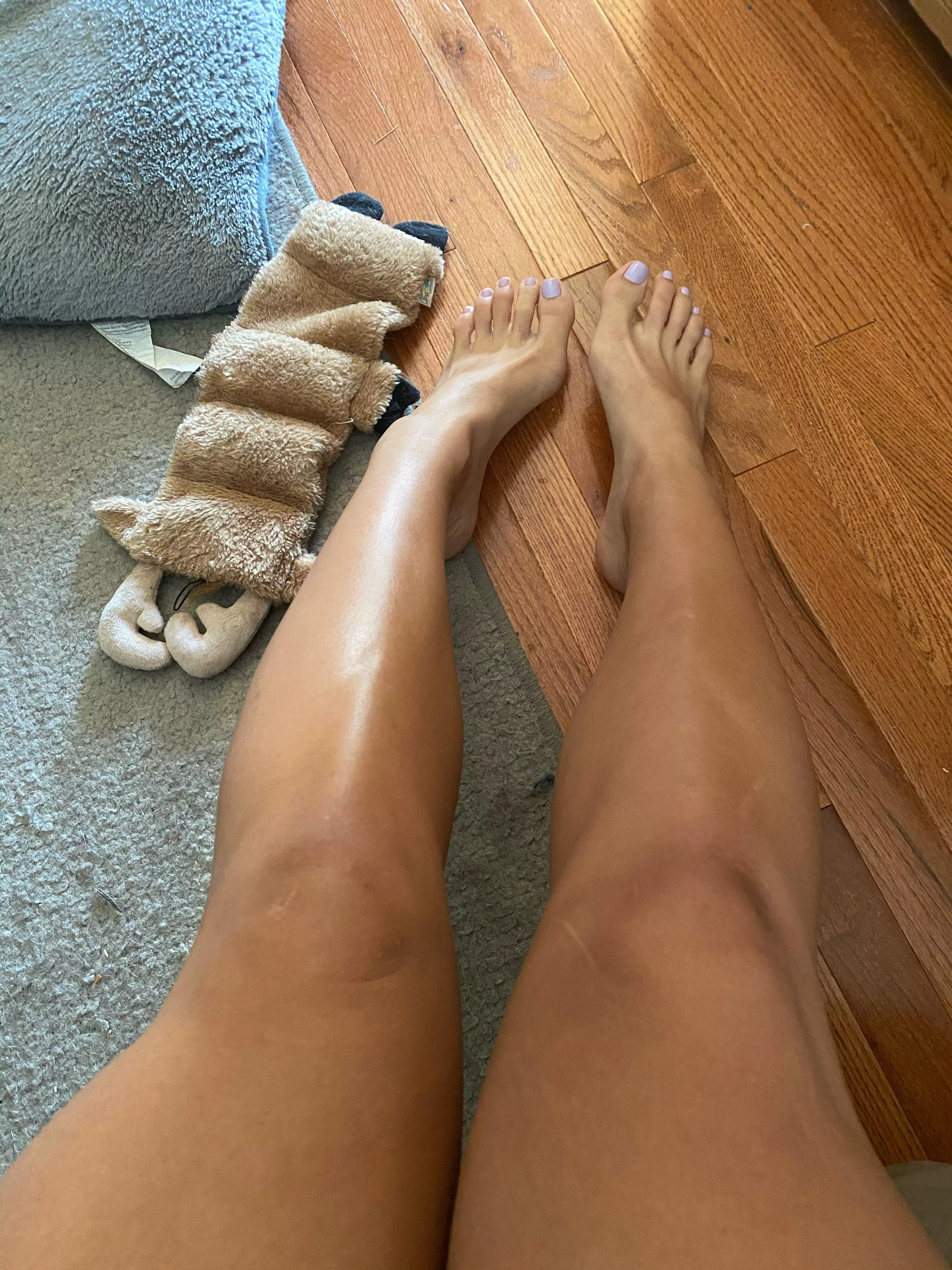 tan legs and purple toes