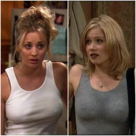 (Tank top pokie battle) Kaley Cuoco vs Christina Applegate (Tank top pokie battle) Kaley Cuoco vs Christina Applegate