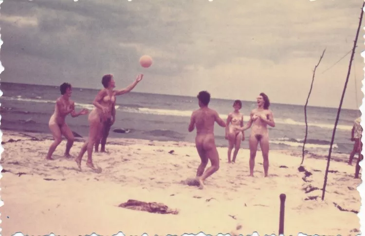 Team playing volleyball in 1960s DDR. Team playing volleyball in 1960s DDR.