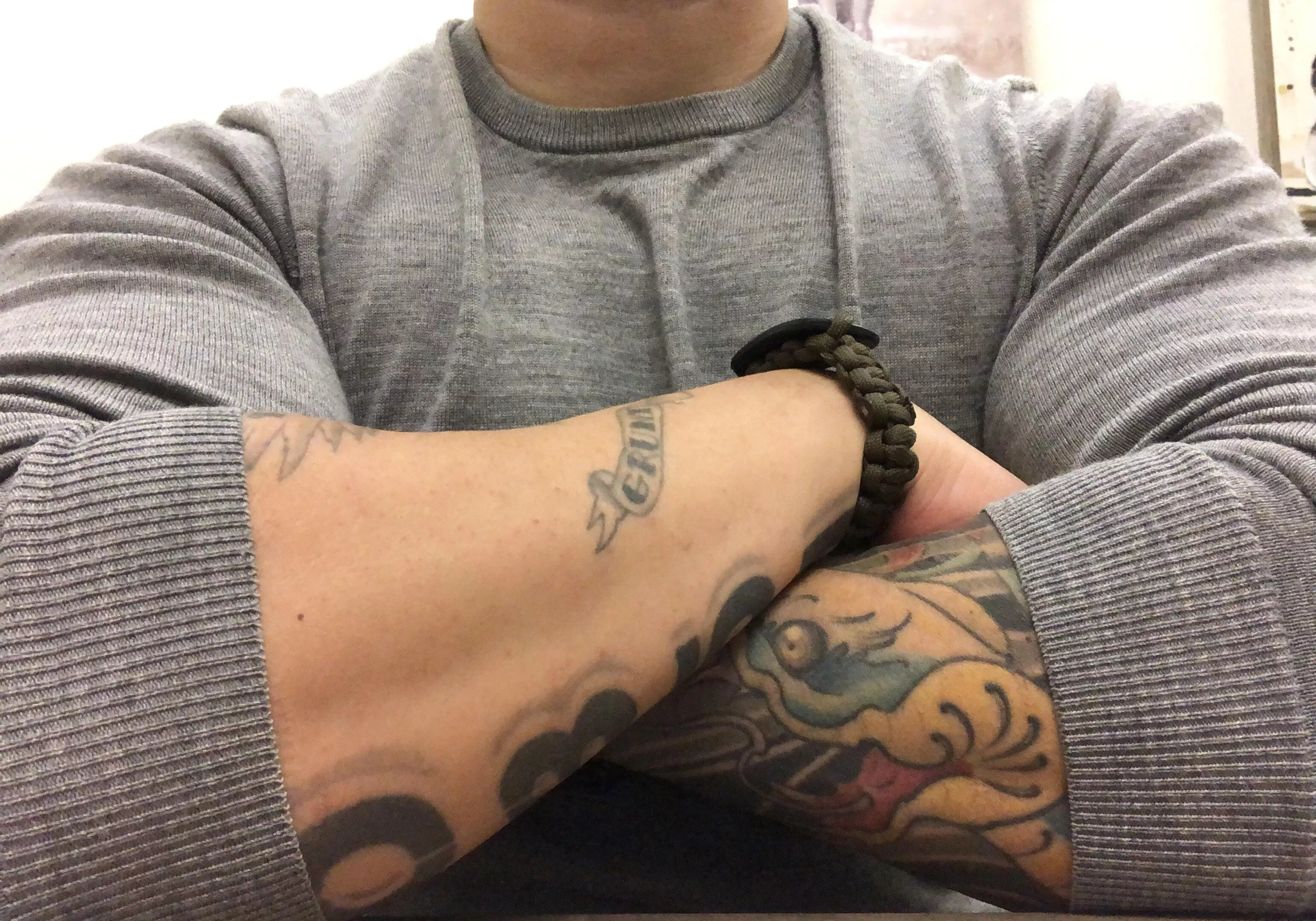 The arms of an office boy