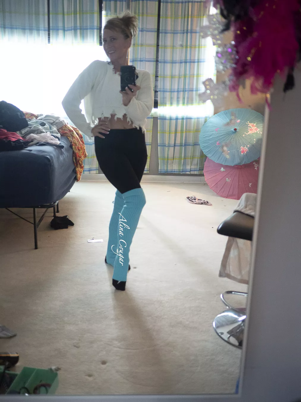 The crop top let’s you know that this grandma means business