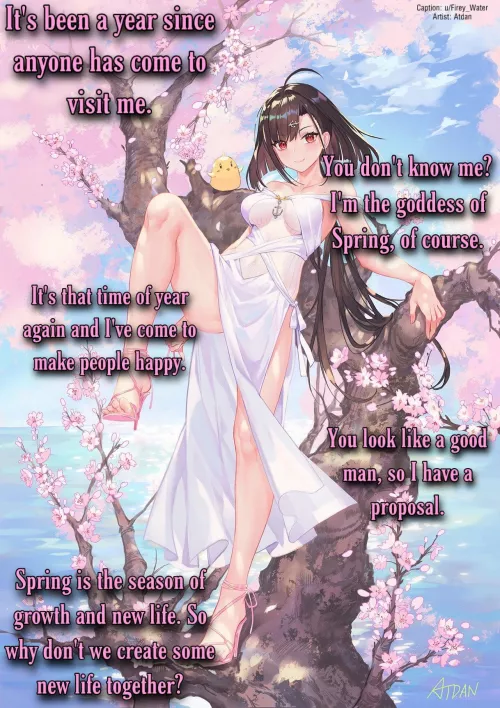 The goddess of Spring bringing new life into the world. [Breeding] [Wholesome]