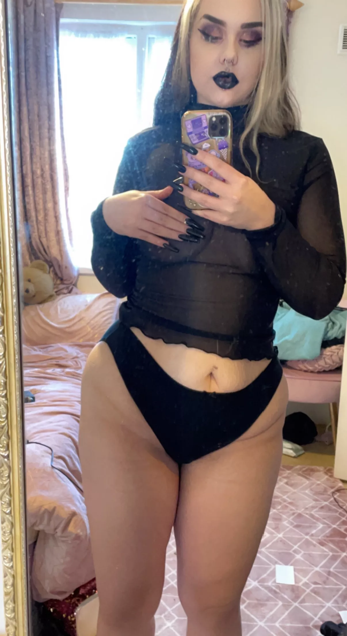 The goth gf appeal is real until my piercings get stuck in your zipper.