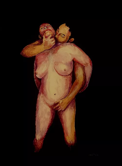 “The Kiss” - Acrylic on panel by me