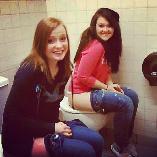 The ladies' room is having a 2-for-1 special The ladies' room is having a 2-for-1 special