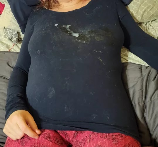 The latest load on my cumstained blouse
