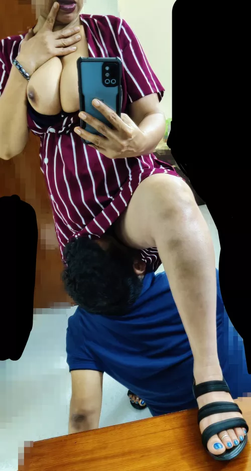 The New Year party encounter picture all of you asked me for. Details of the incident on my profile. After breast play he started eating me and his tongue work was so good that I was biting my fingers all the time. [46 yr old housewife] [OC] [F]