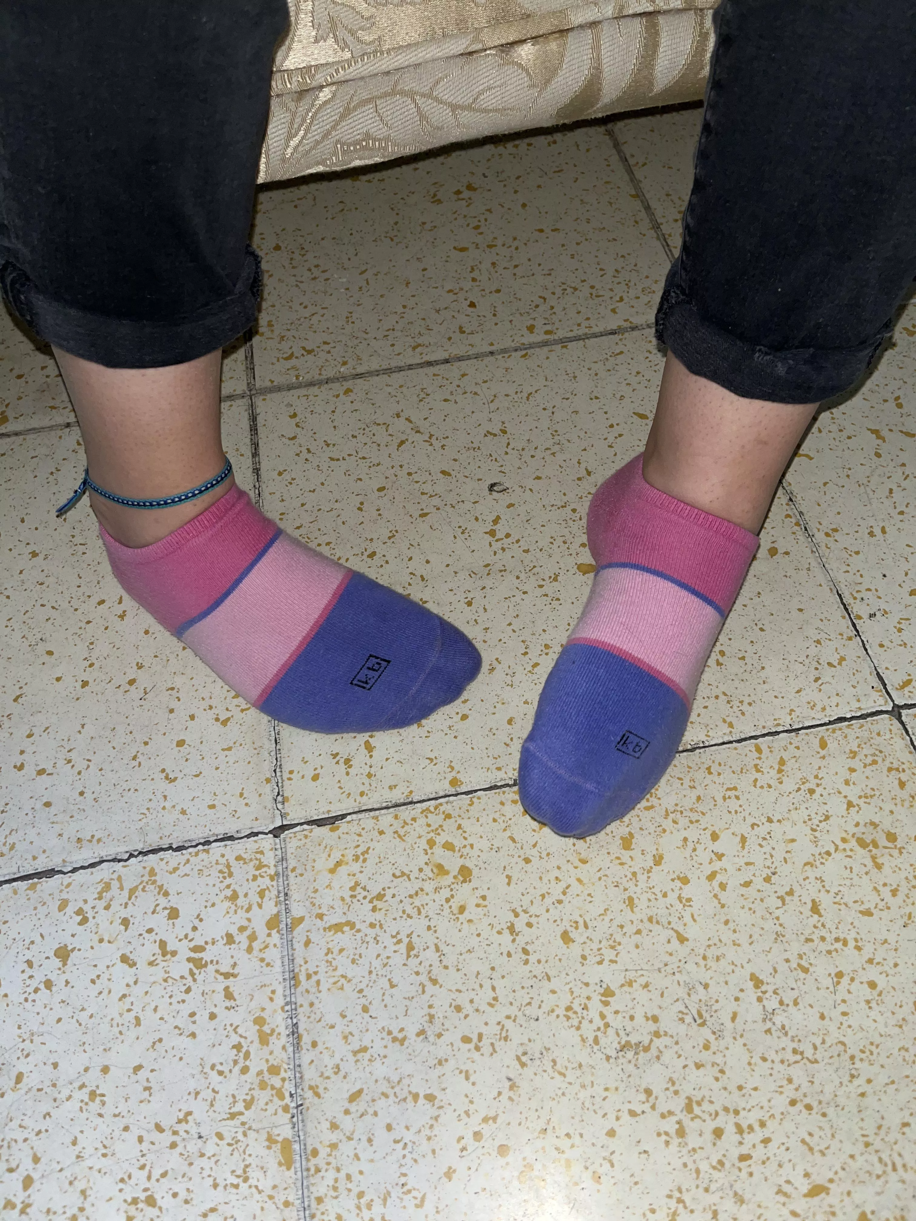 The socks stay on during sex! Wanna smell them? I’ve been walking all day 😩♥️ [female]