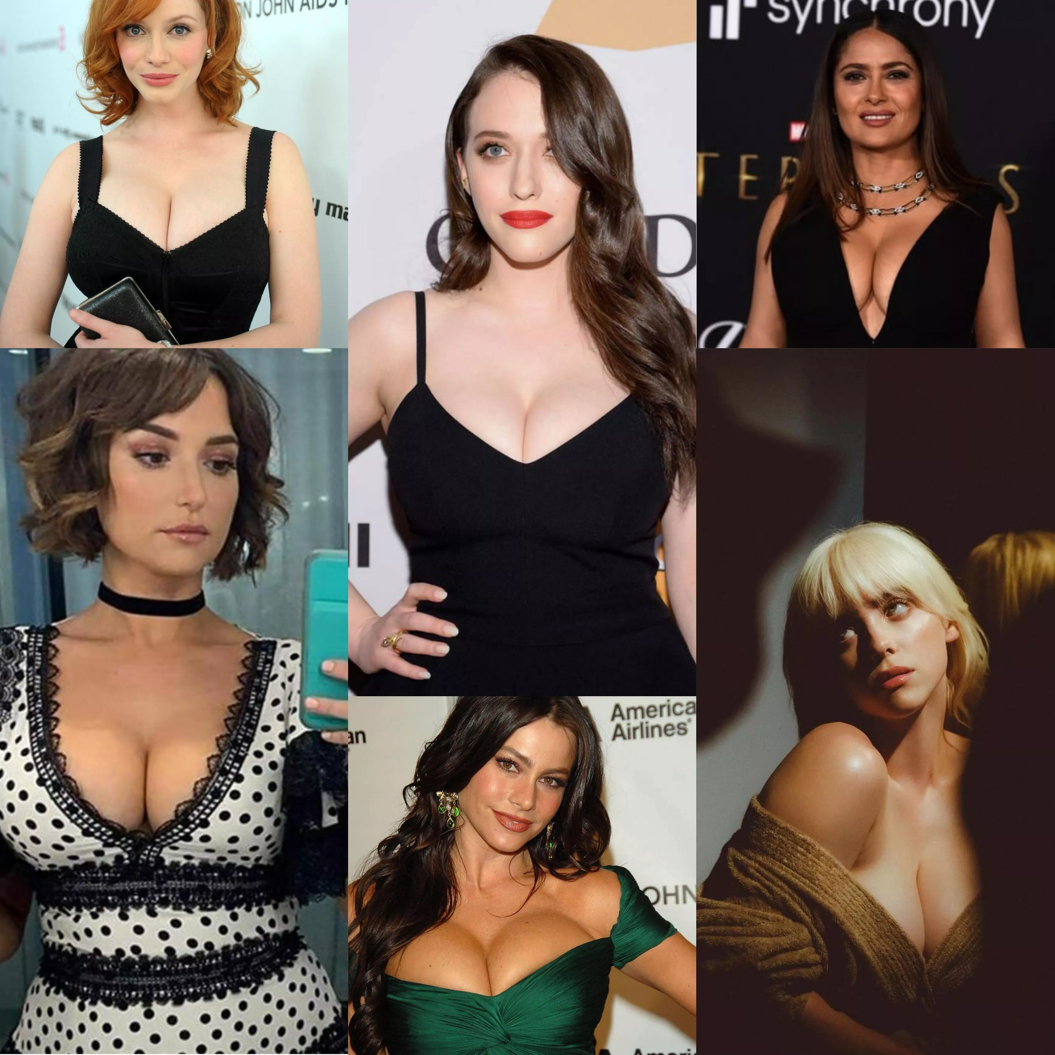 The stars of r/celebswithbigtits. Christina Hendricks, Kat Dennings, Salma Hayek, Milana Vayntrub, Sofia Vergara, and Billie Elish. The stars of r/celebswithbigtits. Christina Hendricks, Kat Dennings, Salma Hayek, Milana Vayntrub, Sofia Vergara, and Billie Elish.