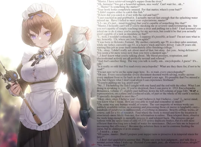 The Writer clearly doesn’t know this is a bass fish. (Maid) (Humor/Humour) (**Fish**) (eldritch entity) (unknown artist)