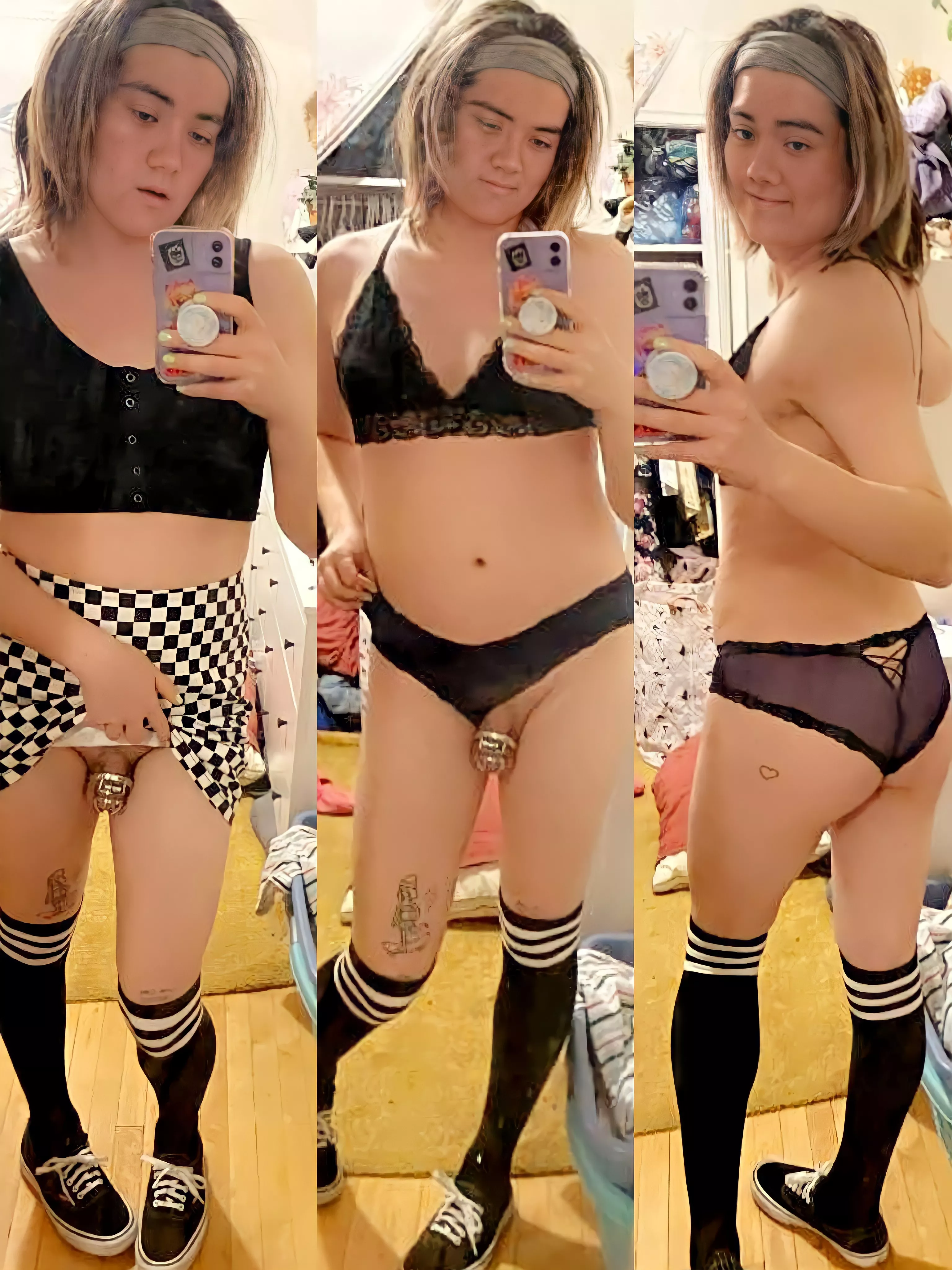 There she goes😇 there's my enslaved sissy Jenna! Feels good right not having your girlfriend around so you can be caged up like a good Sissy 😈