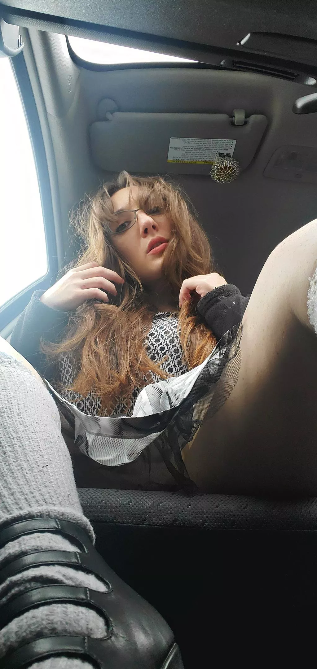 There's not enough seating in this car. I'll have to hide you under my skirt. ;) There's not enough seating in this car. I'll have to hide you under my skirt. ;)