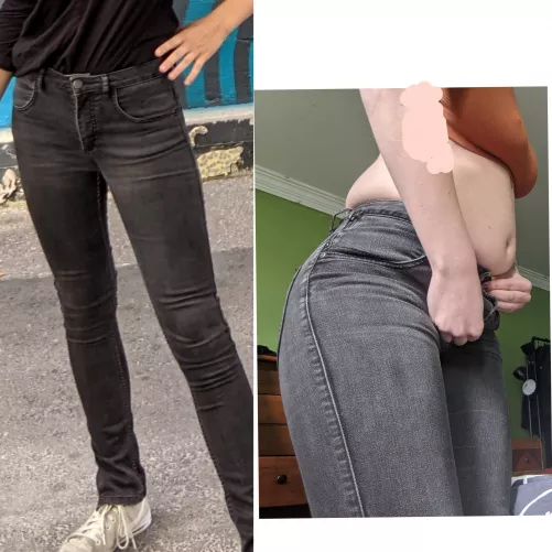 these pants were holding on for their dear life ! I might have ripped them when I sat down ... 🥴🥴