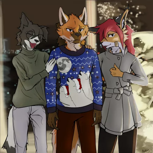 They've lied about the ugly sweater party. Happy Howl-lidays! (art by me karasumisso)