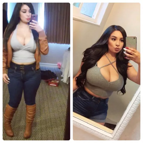 Thick Latina becomes huge busted milf