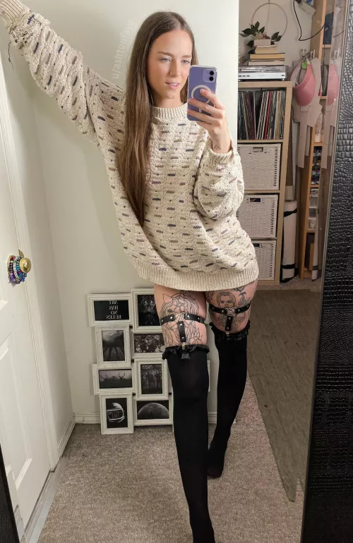 Thigh highs and oversized sweater [F]