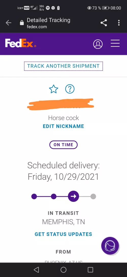 This cock is supposed to go from usa-germany-france-denmark-norway and to my house in 34 hours and it says it's still in Tennessee. I doubt I'll get to ride him this weekend. L/S Flared Chance grab from last friday's drop