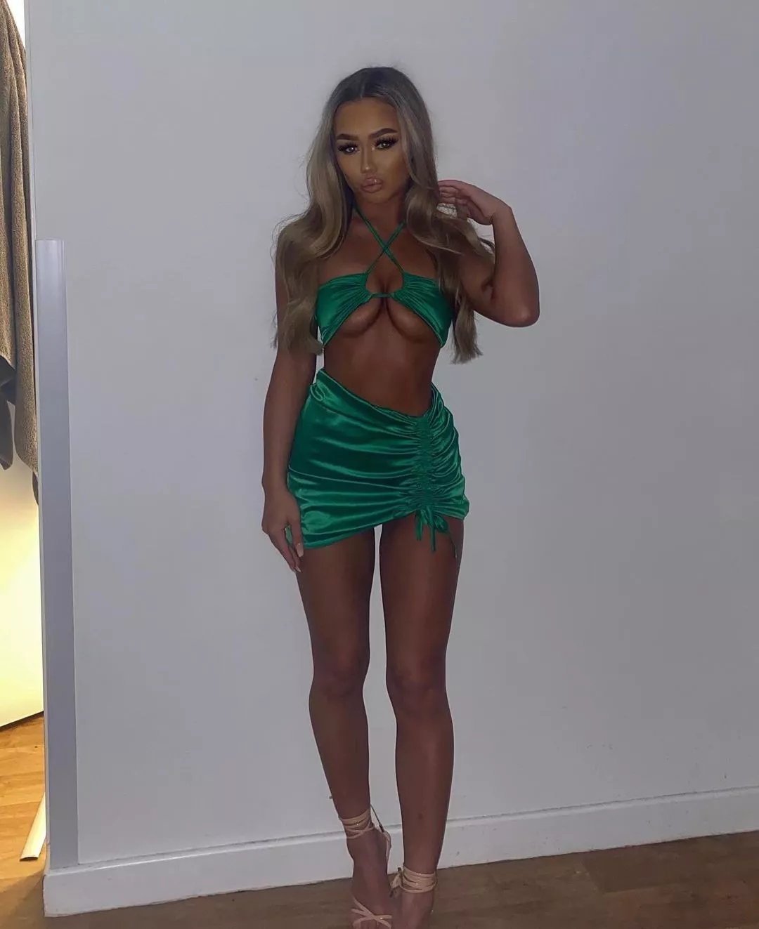 This green outfit is proving popular with these girls This green outfit is proving popular with these girls