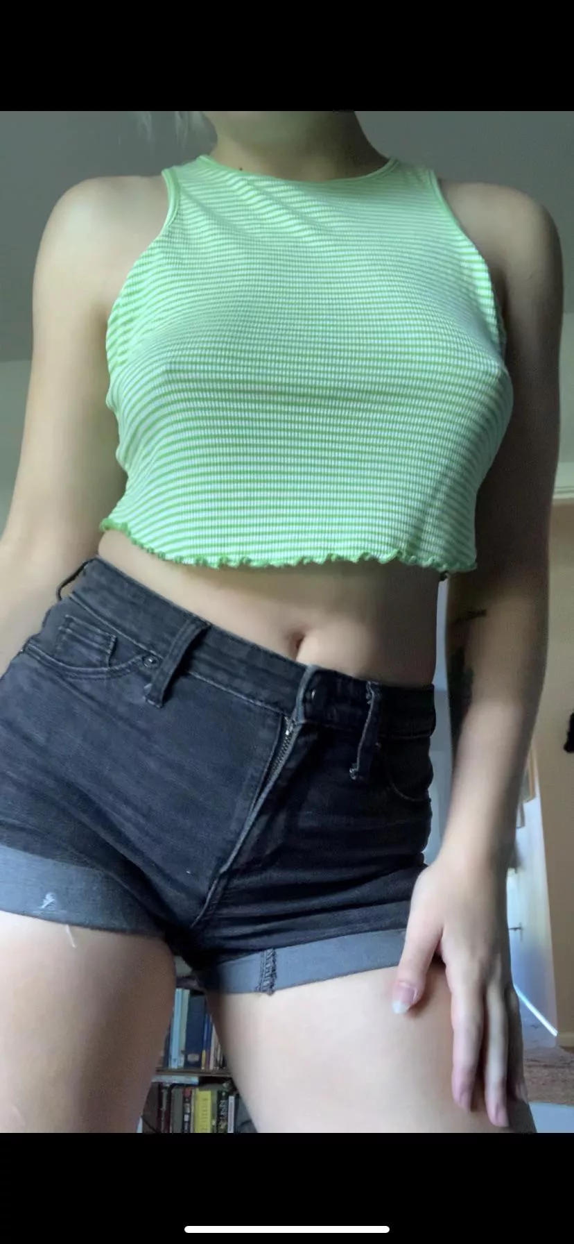This green top is best worn braless This green top is best worn braless