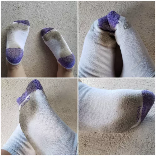 This is what happens when you clean outside in your purple and white no show socks