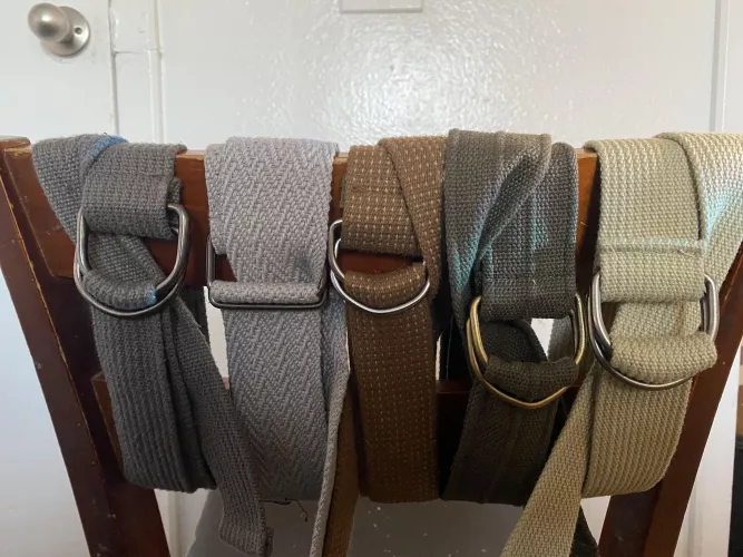 This Riggers Style Belt is definitely the type you should look for. Bonus when not in use it pads the wooden chair very well.