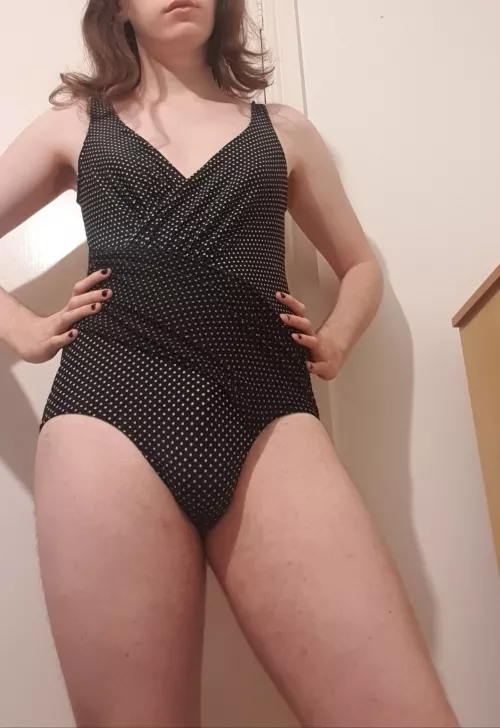 This swimsuit feels good hugging my body