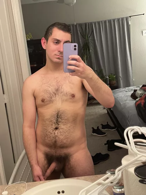 Thought you guys might like this post gym picture of me pulling on my foreskin π