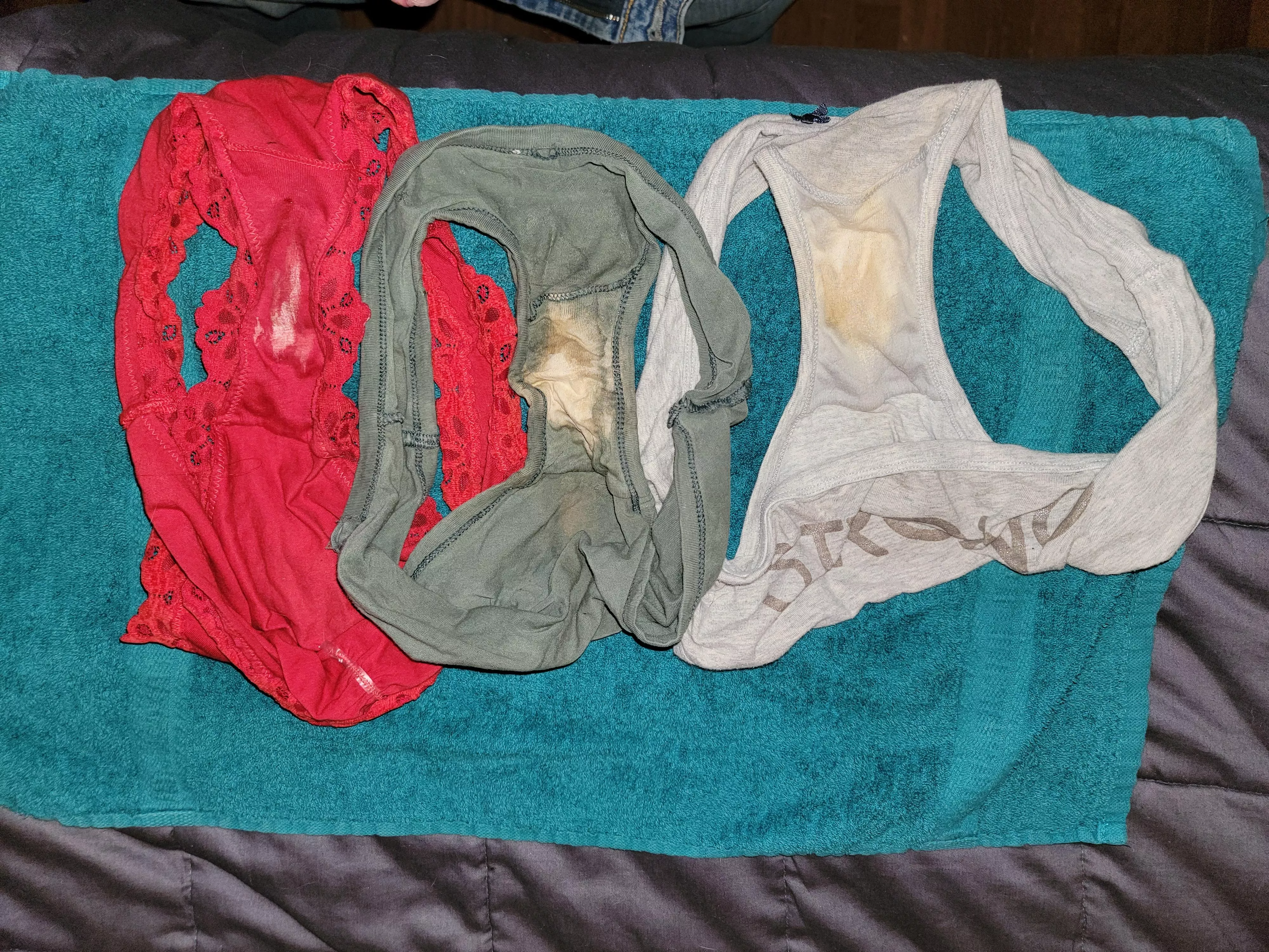 Three pairs of wife's dirty panties