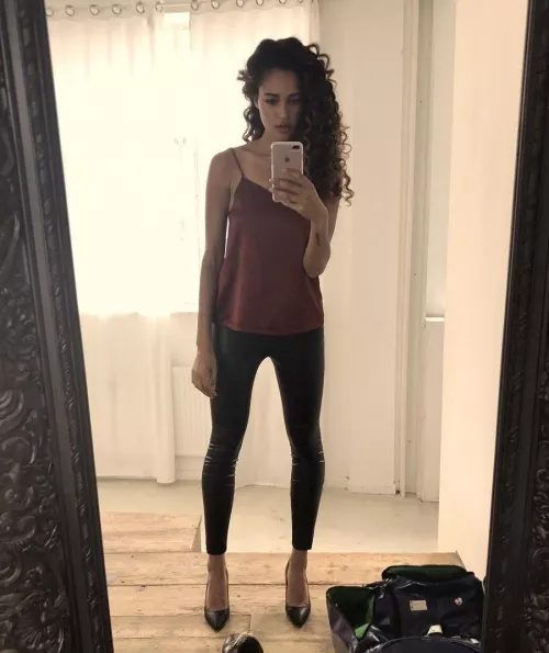 Tight leather leggings