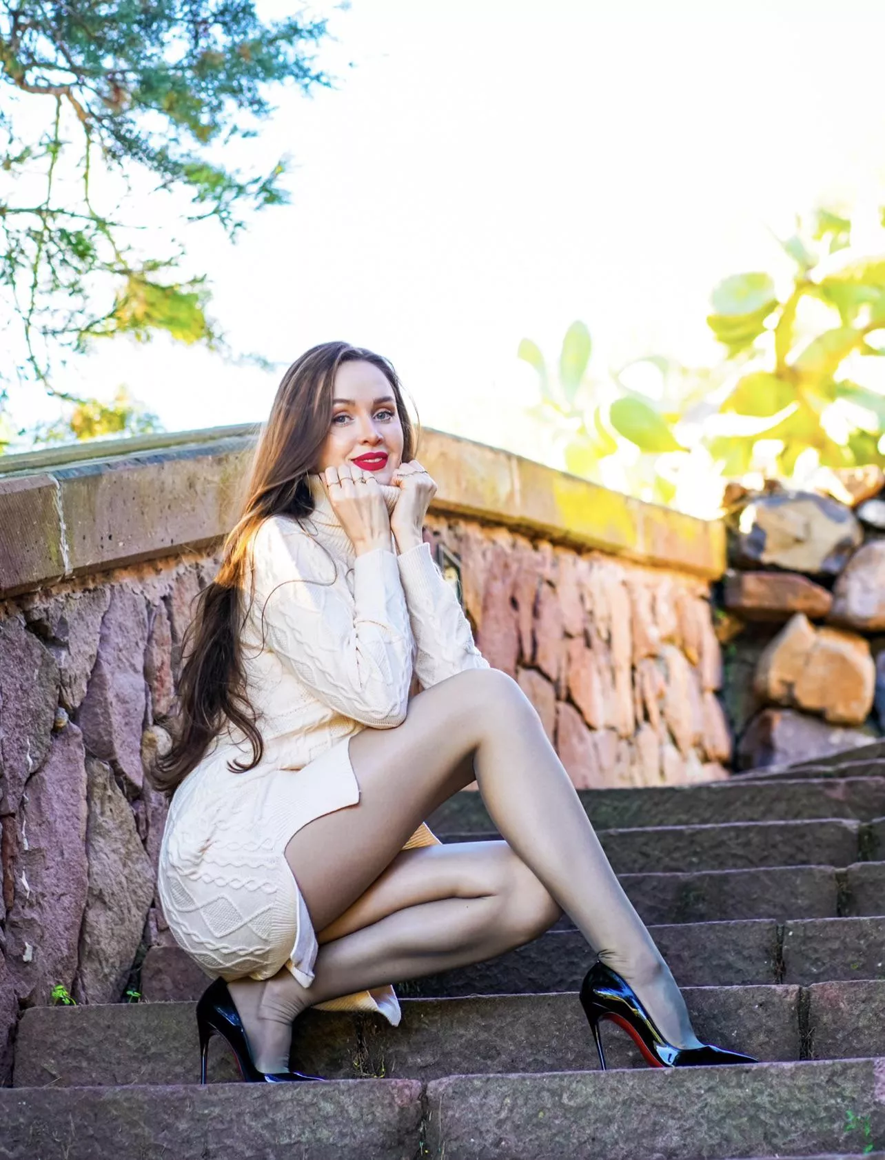 Tights sweater dress to keep myself warm