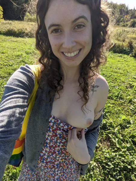 tiny tit slip for you while outside ๐ฅบ