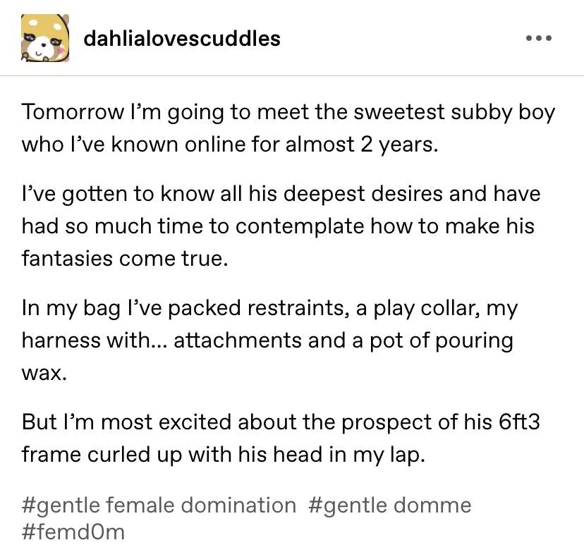 Tomorrow I’m going to meet the sweetest subby boy who I’ve known online for almost 2 years.