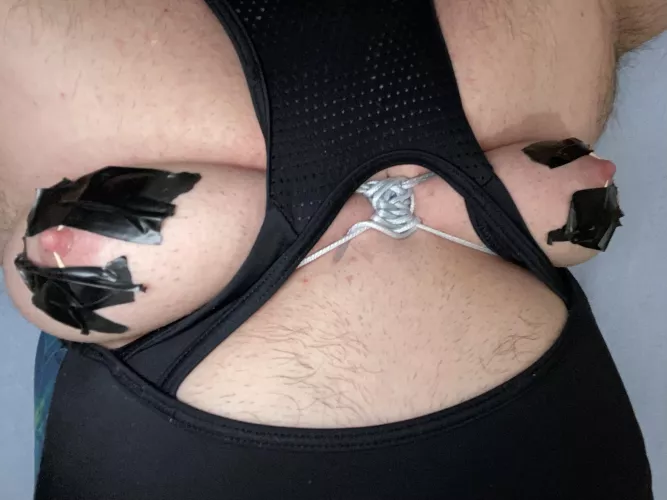 Toothpicks on nipples. Heavily spanked before to make them sensitive. [m]