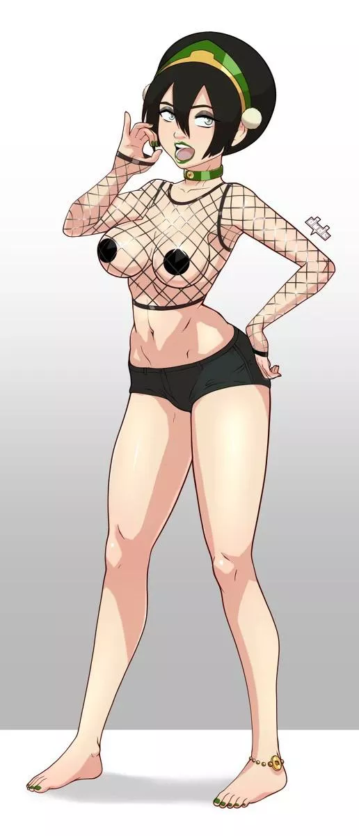 Toph in a fishnet by dude-dooodle Toph in a fishnet by dude-dooodle
