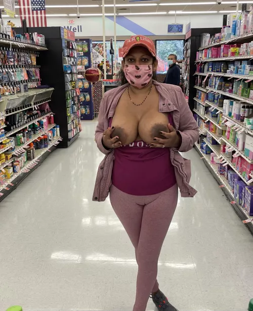 Trini wife sharing her huge tits with shoppers! Trini wife sharing her huge tits with shoppers!