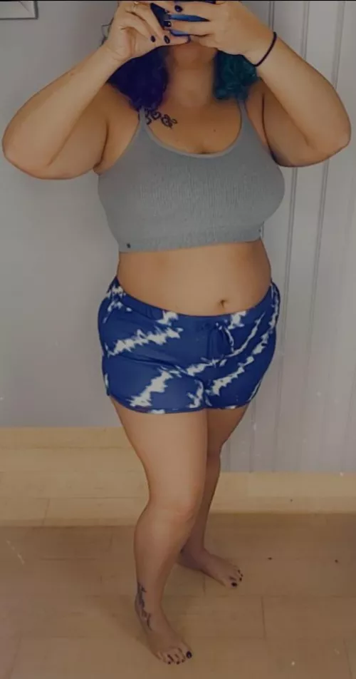 Trying on new pj's in the fitting room Trying on new pj's in the fitting room