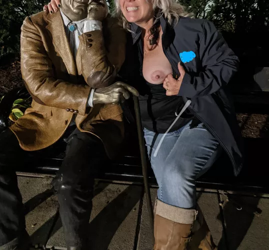 Trying to make friends on the park bench