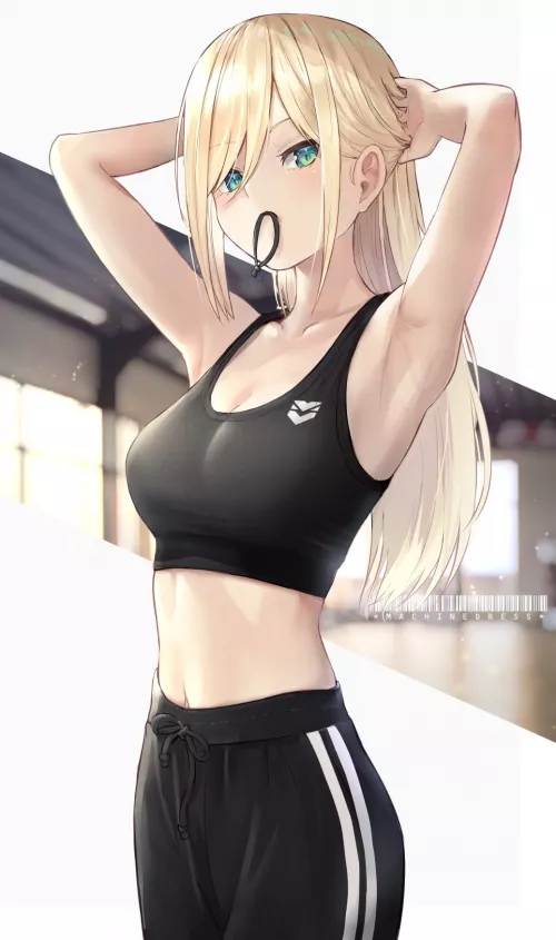 Tying her Hair before her Workout