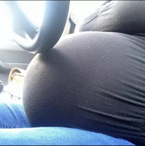 Ughβ¦ belly is getting so big I can barely fit behind the wheel. π₯΅β€οΈβ€οΈπ€°π» Anyone want to help get it bigger babes? π