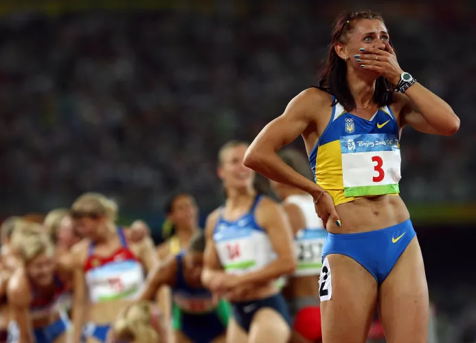 Ukrainian heptathlete Liudmyla Blonska after winning silver — and before being stripped of her medal and receiving a lifetime ban for her use of methyltestosterone, her second doping offense Ukrainian heptathlete Liudmyla Blonska after winning silver — and before being stripped of her medal and receiving a lifetime ban for her use of methyltestosterone, her second doping offense