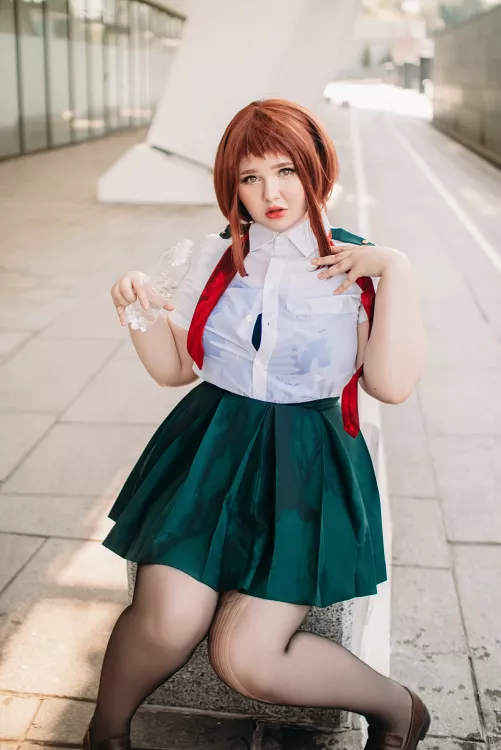 Uraraka spilling her water all over herself, by VenusBlessing