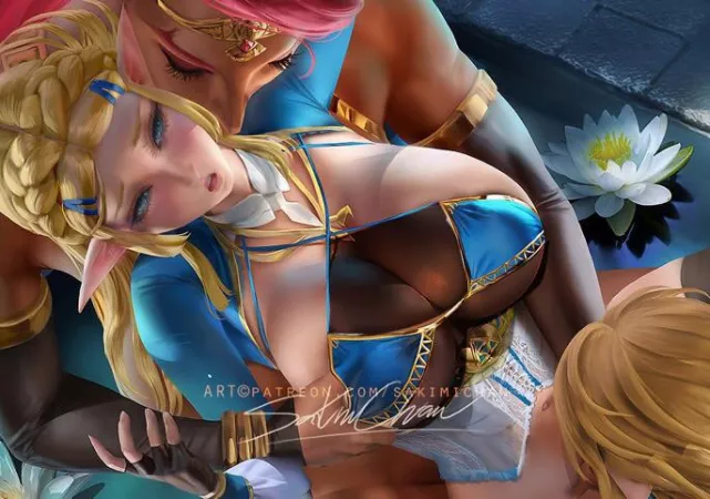 Urbosa and Link “serving” Zelda Urbosa and Link “serving” Zelda