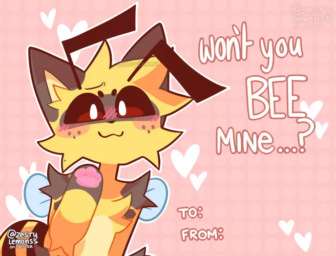 valentine’s day card starring beecat! [ art by me @zestylemonss on twitter ]