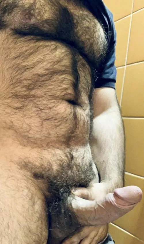 Waiting for another hairy dude to meet me in the last stall at Home Depot
