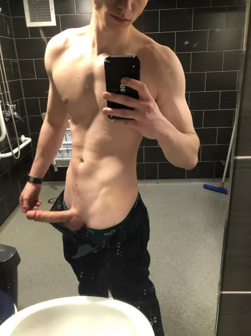 Waiting for someone to join me at the gym bathroom