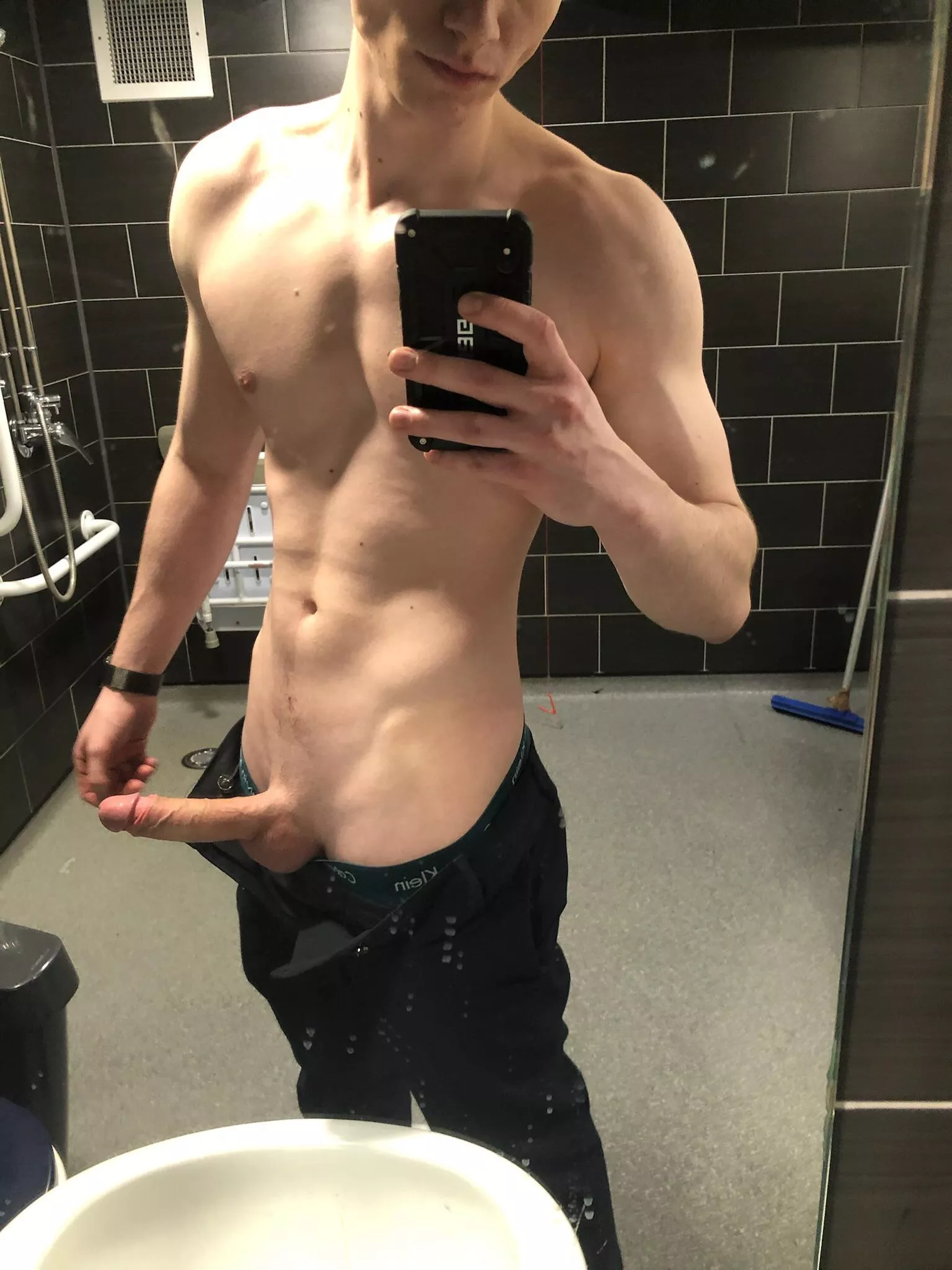 Waiting for someone to join me at the gym bathroom